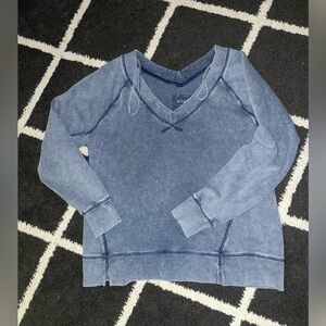 Aerie Blue Wash V-Neck Sweater